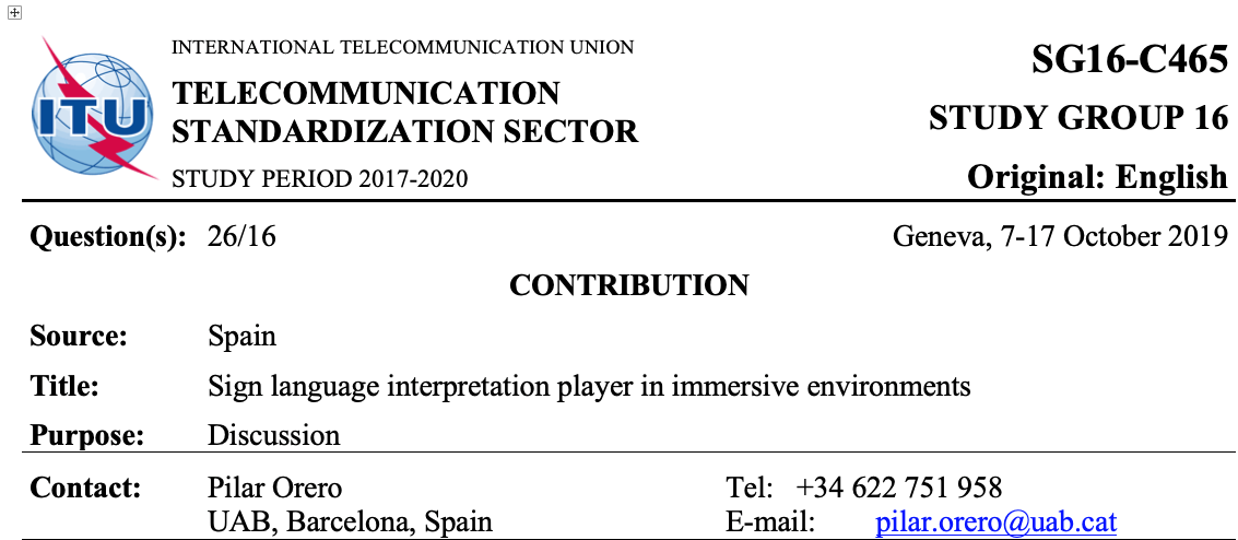 ImAc contributes to ITU Study Group 16